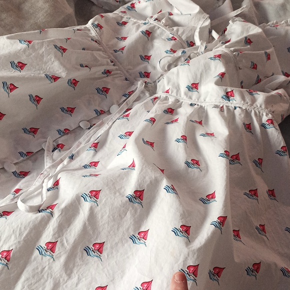 Hill House White Dress with Red Boat Pattern Size XL - Picture 9 of 9